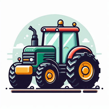 Tractor. Vector illustration. Isolated on a white background.のイラスト素材
