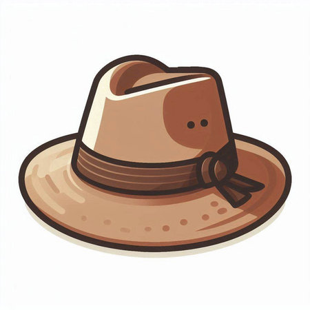 Illustration of a brown cowboy hat on a white background - vectorのイラスト素材