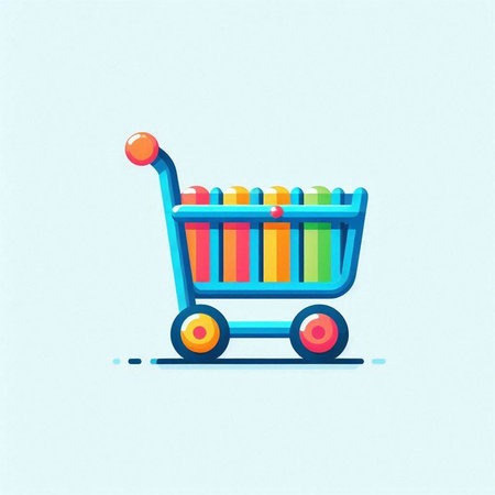 Shopping cart icon in flat style. Shopping cart vector illustration.のイラスト素材