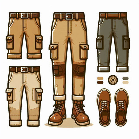 Set of fashion clothes and accessories. Vector illustration in cartoon style.のイラスト素材