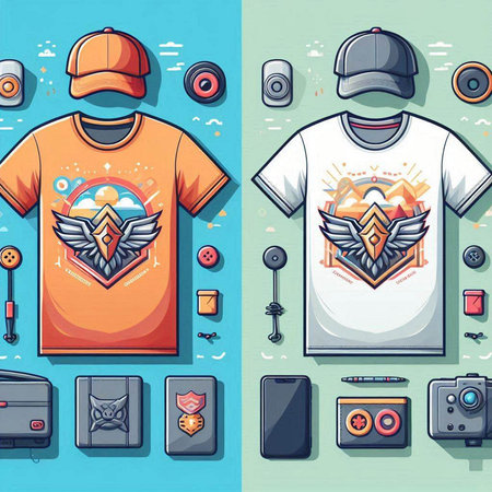 T-shirt design set. Vector illustration for your graphic design.のイラスト素材