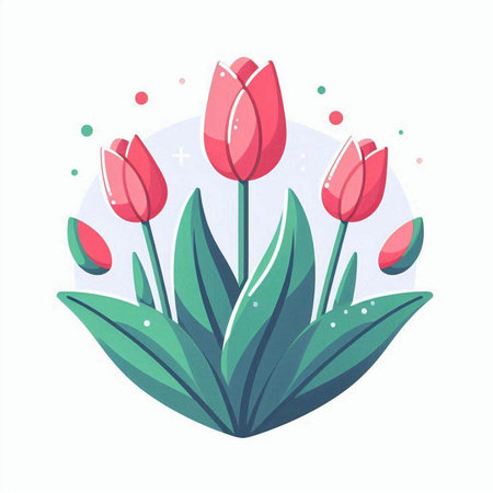 Tulip flower in flat style. Hand drawn vector illustration.のイラスト素材