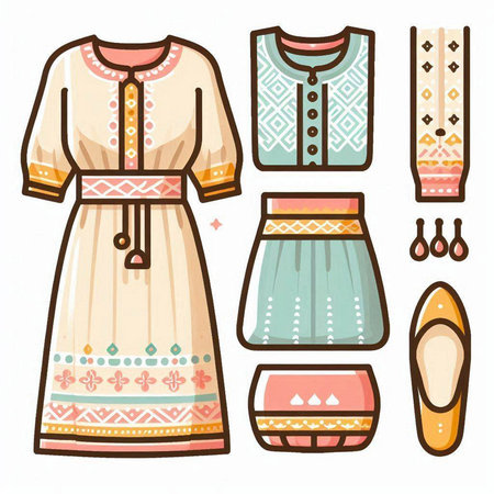 Ukrainian folk clothes, embroidery. Vector illustration.のイラスト素材