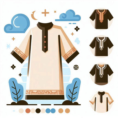 Set of ethnic clothes. Vector illustration in flat style. Elements for designのイラスト素材
