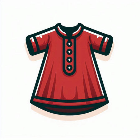 Ethnic folk costume. Vector illustration on white background. Hand drawn.のイラスト素材
