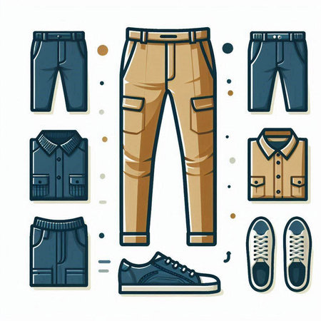 Set of men's clothes. Vector illustration in a flat style.のイラスト素材