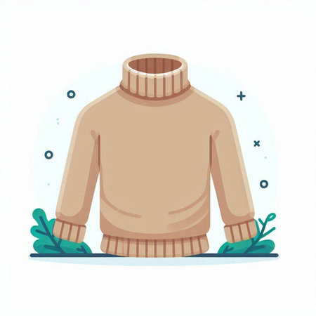 Vector illustration of a warm sweater with a hood. Winter clothing.のイラスト素材