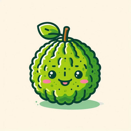 Kawaii kawaii kiwano fruit character vector illustration.のイラスト素材