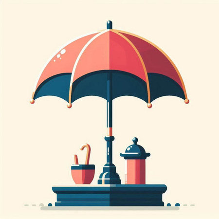 Umbrella and shaker in flat style. Vector illustration.のイラスト素材