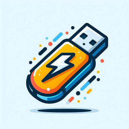 Flash drive colorful icon, vector illustration, eps10, editable stroke.のイラスト素材