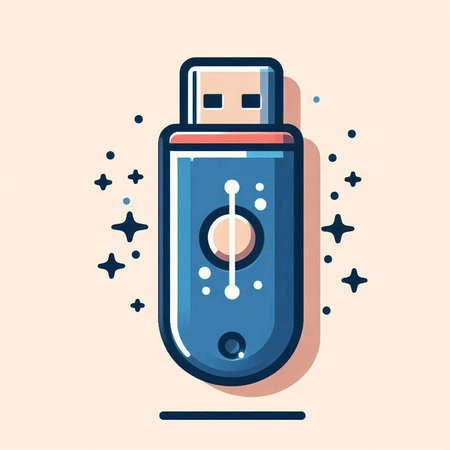 Usb flash drive icon in flat design style. Vector illustration.のイラスト素材