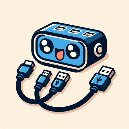 Illustration of a cartoon character of a usb cable, vector illustrationのイラスト素材