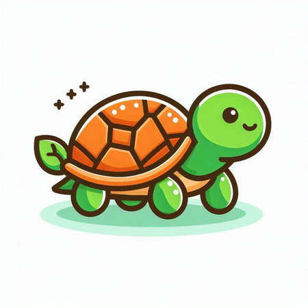 Cute cartoon turtle. Vector illustration of a funny tortoise.のイラスト素材