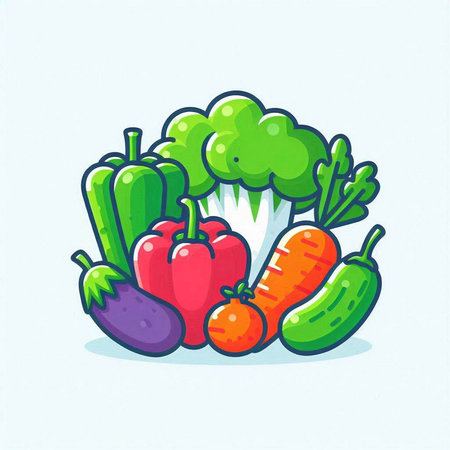 Vegetables in a pot. Vector illustration in cartoon style.のイラスト素材