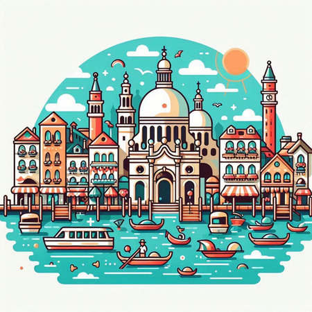 Venice, Italy. Vector illustration. Can be used as a backgroundのイラスト素材