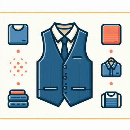 Vector illustration of a business suit on a white background with different iconsのイラスト素材