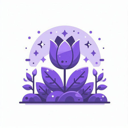 Purple flower in the forest on a white background. Vector illustration.のイラスト素材