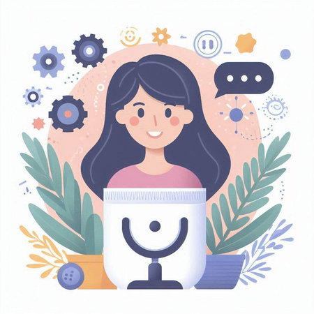 Girl with a jar of cream. Vector illustration in flat style.のイラスト素材