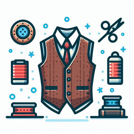 Vector illustration of a man's suit and accessories for the tailor.のイラスト素材