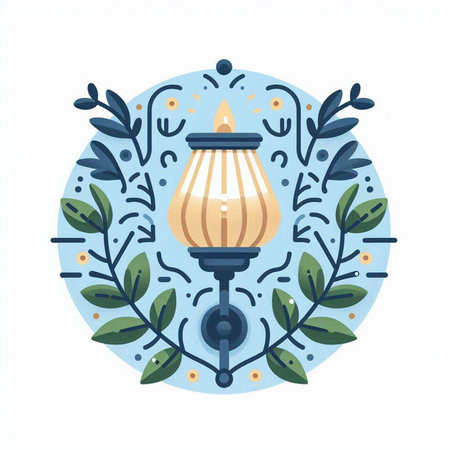 Lantern vector illustration. Hand drawn decorative element in doodle style.のイラスト素材