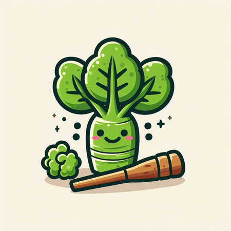 Cute broccoli cartoon character vector illustration. Vegetable vegetable icon.のイラスト素材