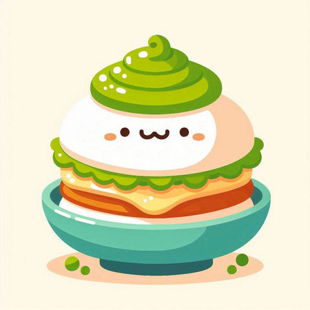 Cute kawaii hamburger. Vector illustration in cartoon style.のイラスト素材