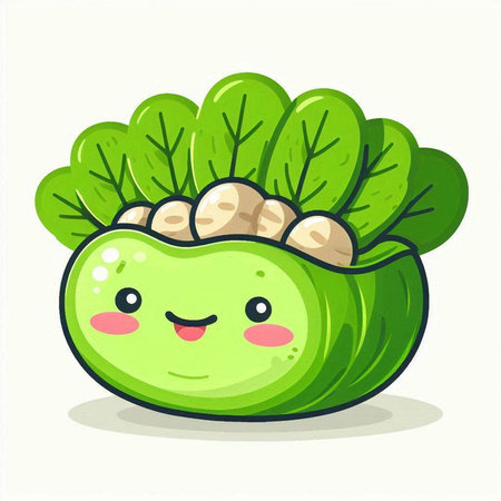 Cute kawaii cabbage character. Vector illustration in cartoon styleのイラスト素材