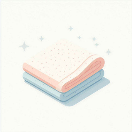 Towel. Vector illustration of a stack of clean towels.のイラスト素材