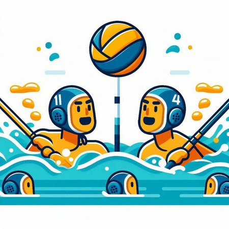 Swimming man with a ball in his hand. Vector illustration.のイラスト素材
