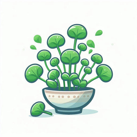 Cute cartoon microgreens in a pot. Vector illustration.のイラスト素材