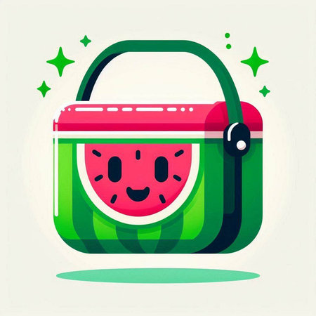 Fashionable cute watermelon in handbag. Vector illustration.のイラスト素材