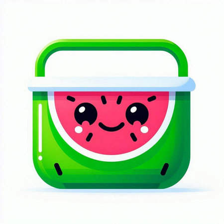 Funny watermelon lunch box isolated on white background. Vector illustration.のイラスト素材