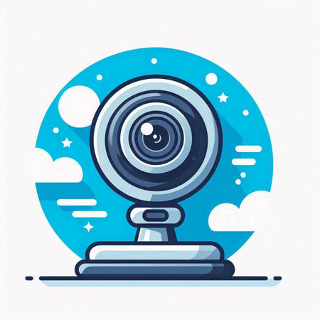 Webcam icon in flat style. Webcam vector illustration on white background.のイラスト素材