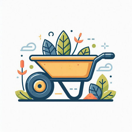 Wheelbarrow with sand on white background. Isolated illustration.のイラスト素材