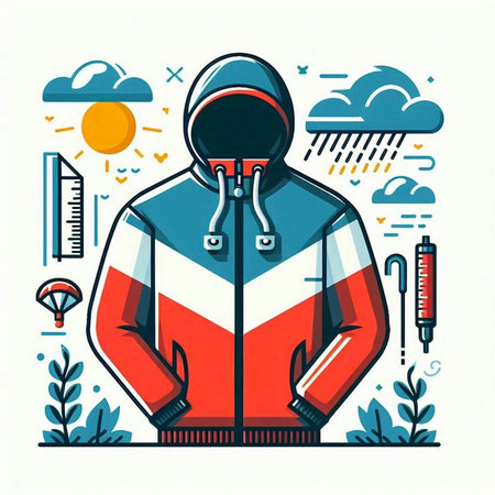 Vector illustration of man in sportswear on background of nature.のイラスト素材