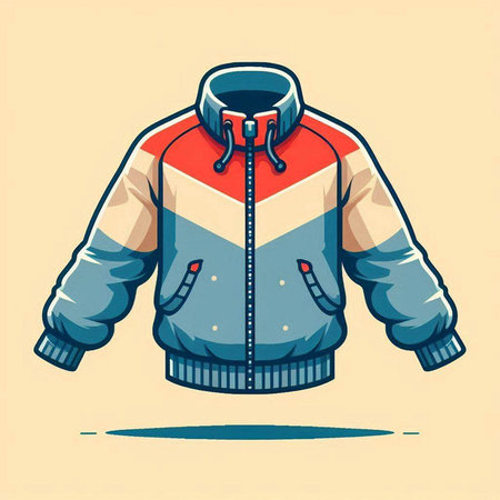 Vector illustration of a winter jacket with a hood. Cartoon style.のイラスト素材