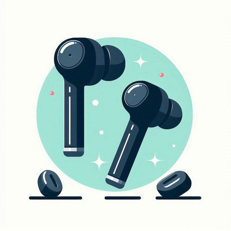 Wireless headphones in flat style. Vector illustration on white background.のイラスト素材