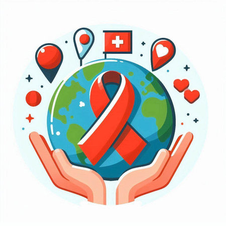 World Aids Day. Vector illustration in flat cartoon style on white background.のイラスト素材