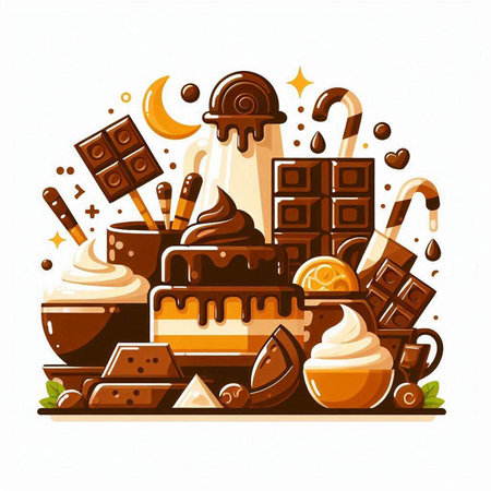 Vector illustration of sweets and desserts in cartoon style. Vector illustration.のイラスト素材