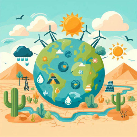 Ecology concept. World Environment Day. Vector illustration in flat styleのイラスト素材
