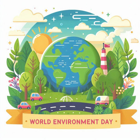 World Environment Day. Vector illustration of World Environment Day in flat style.のイラスト素材
