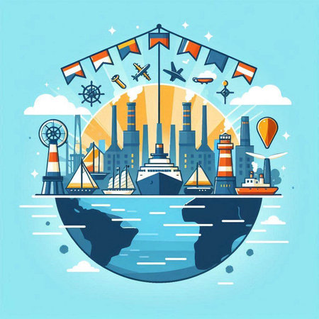 Weather forecast, thermometer and planet earth. Vector illustration in cartoon styleのイラスト素材