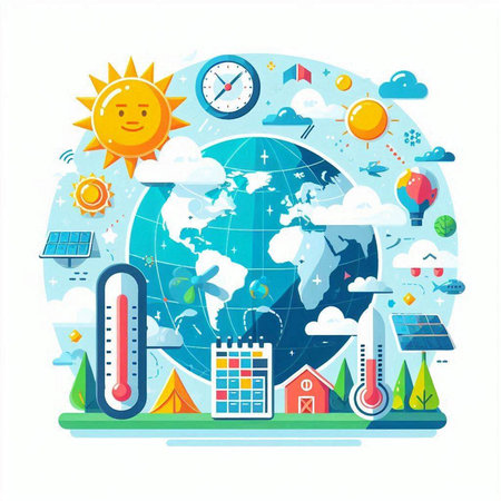 Flat design vector illustration concept of global warming, climate change and global warming.のイラスト素材