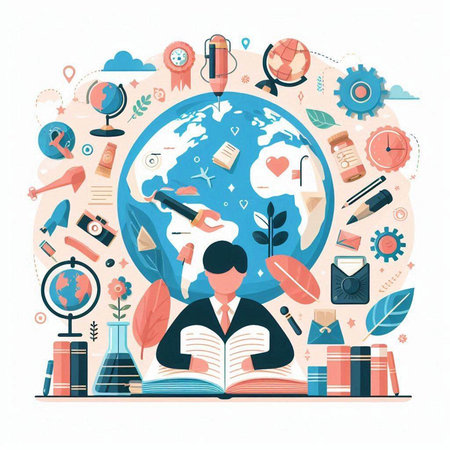 Flat design modern vector illustration concept of education, knowledge and learning.のイラスト素材