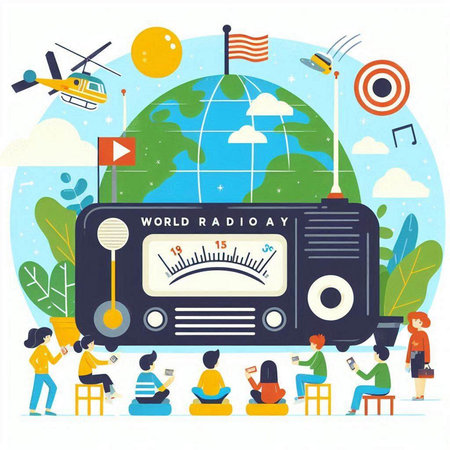 World Radio Day. Flat style vector illustration. World Radio Day.のイラスト素材
