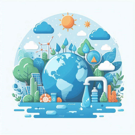 Ecology concept, save the planet, save the world, vector illustrationのイラスト素材