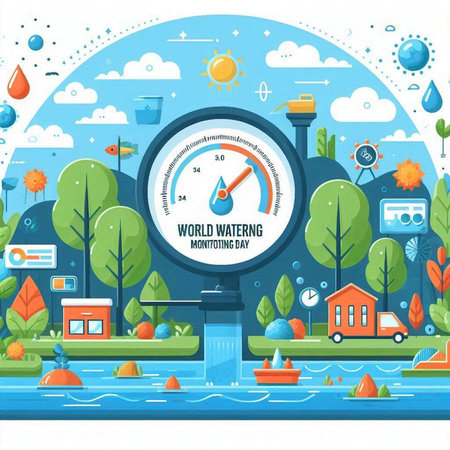 Flat design vector illustration concept of water pollution, natural disaster, ecological catastrophe.のイラスト素材