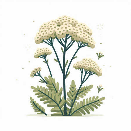 Achillea millefolium. Hand drawn sketch. Vector illustration.のイラスト素材