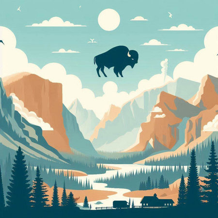 Vector illustration of a yacht in the sea with palm trees and birdsのイラスト素材