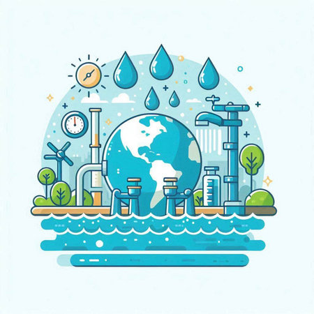 Ecology concept, save the planet, save water, vector illustrationのイラスト素材